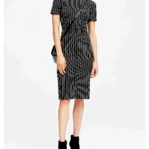 Banana Republic black striped side button bi stretch sheath dress size 10